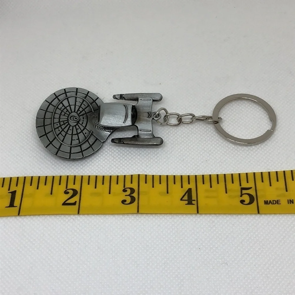 Space Ship Key Chain Silver Tone